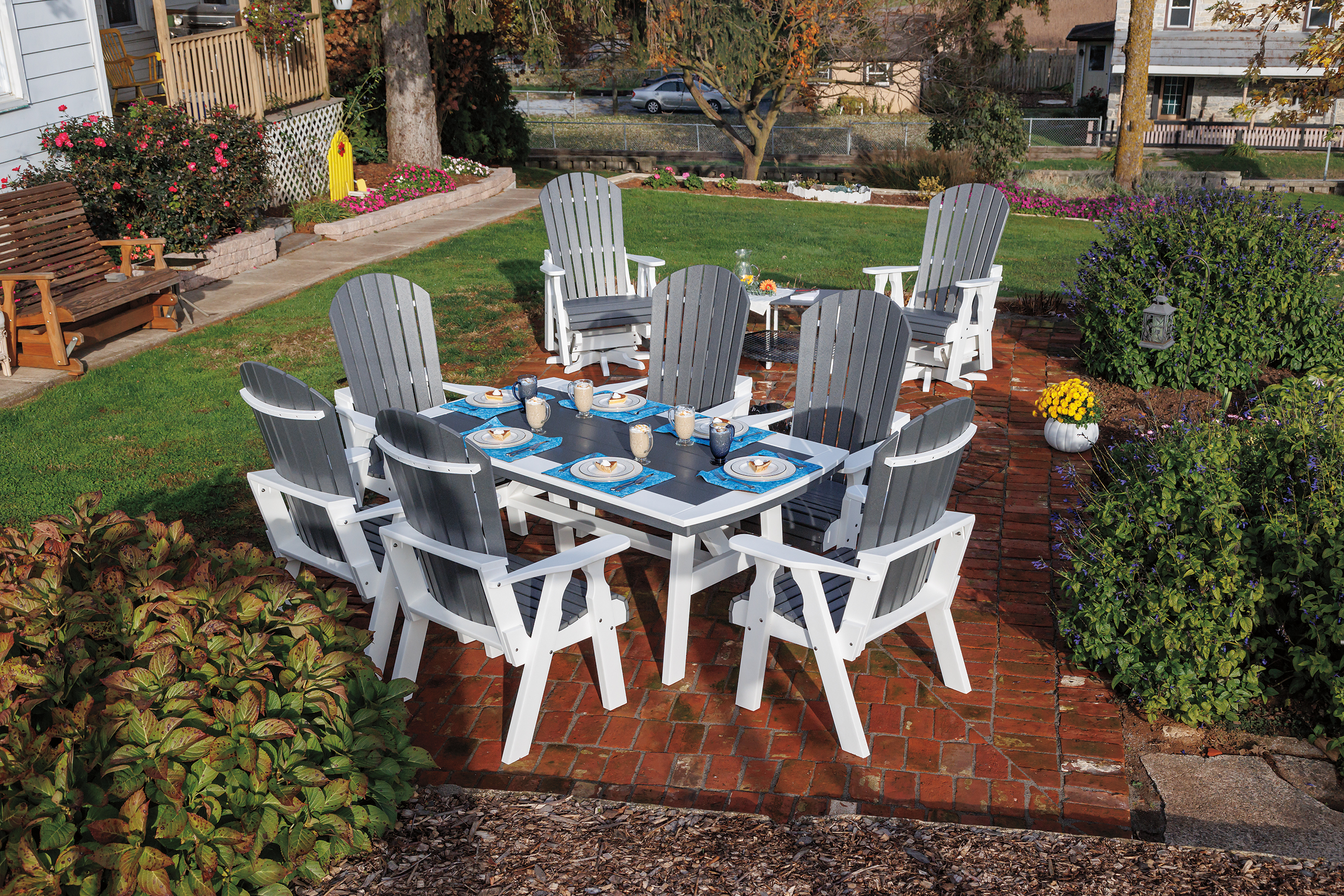 Amish Poly Six Chair Fan Back Dining 