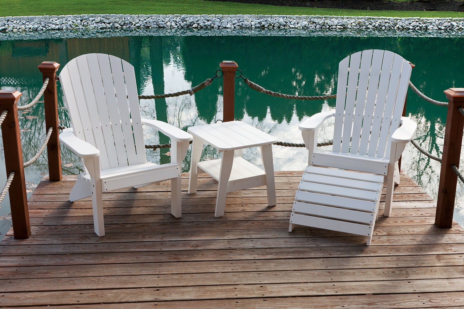 Amish Poly Chairs with ottoman and table